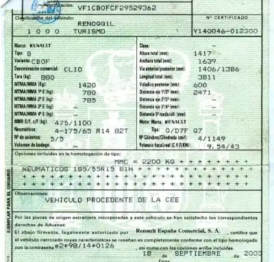 Здавання транспортного засобу renault clio ii fase ii (b/cb0) 1.2 року 2003 потужний d7fg726