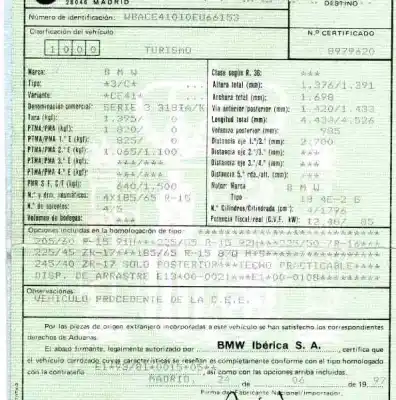Veículo de Sucata bmw serie 3 touring (e36) 1.8 cat (m43) do ano 1997 alimentado g184e2g