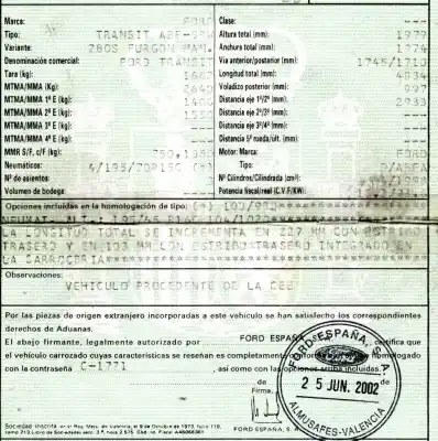 Sloopvoertuig ford transit caja cerrada, corta (fy) (2000 =>) ft 280 2.0 fresh-line van het jaar 2003 aangedreven abfa