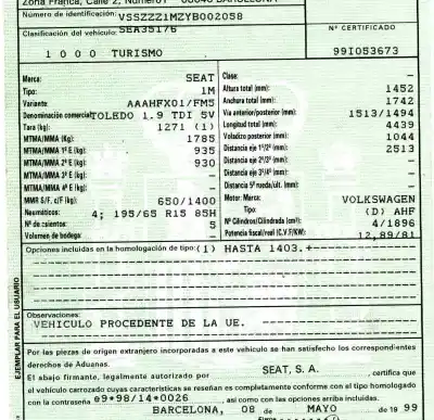 Утилизация автомобиля seat toledo (1m2) 1.9 tdi года 1999 питание ahf