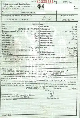 Утилизация автомобиля skoda fabia (6y2/6y3) attractive года 2002 питание aub