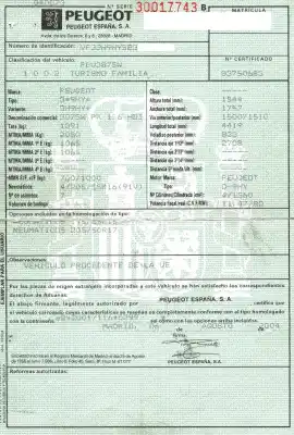 Утилизация автомобиля peugeot 307 break / sw (s1) break xr года 2004 питание 9hy