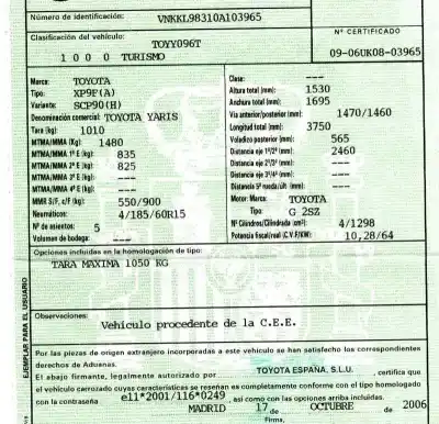 Scrapping Vehicle toyota yaris (ksp9/scp9/nlp9) 1.3 cat of the year 2006 powered g 2sz