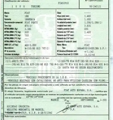 Veículo de Sucata fiat punto berlina (188) 1.2 8v dynamic do ano 2000 alimentado 188a4000