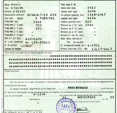 Scrapping Vehicle renault 19 hatchback (b/c53) 1.8 of the year 1988 powered f2n
