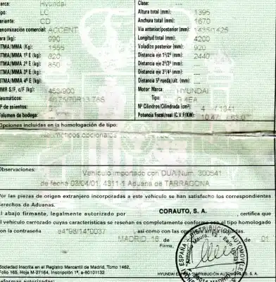 Veículo de Sucata hyundai accent (lc) 1.3 cat do ano 2001 alimentado g4ea