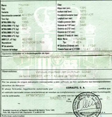 Veículo de Sucata hyundai accent (lc) 1.3 cat do ano 2001 alimentado g4ea