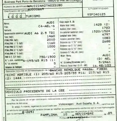 Scrapping Vehicle audi a6 berlina (c4) 2.5 tdi cat (ael) of the year 1995 powered ael