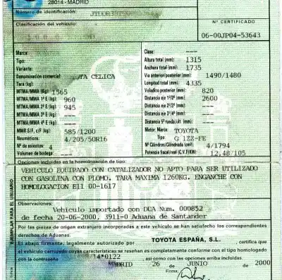 Scrapping Vehicle toyota celica (t23) 1.8 of the year 2000 powered 1zzfe