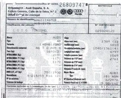 Veículo de Sucata audi a6 berlina (4b2) 3.0 quattro do ano 2002 alimentado asn