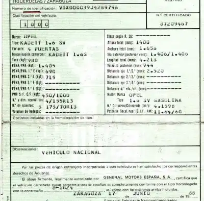 Sloopvoertuig opel kadett e 1.6 van het jaar 1988 aangedreven 16sv