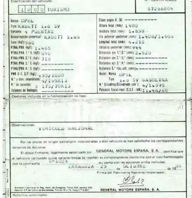 Véhicule à la ferraille opel kadett e 1.6 de l'année 1988 alimenté g-1.6sv