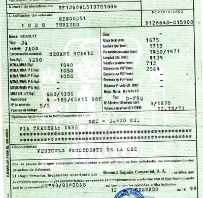 Здавання транспортного засобу renault megane i scenic (ja0) 1.9 dti diesel cat року 1999 потужний f9q