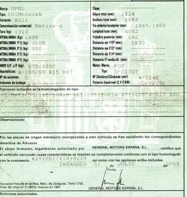 Veicolo di demolizione opel meriva a monospace (x03) 1.3 cdti (e75) dell'anno 2005 alimentato z13dt