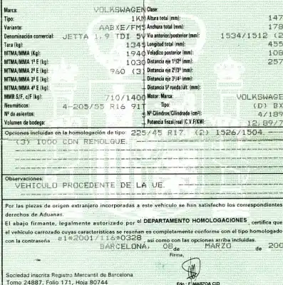 Scrapping Vehicle volkswagen jetta (1k2) 1.9 tdi of the year 2007 powered bxe