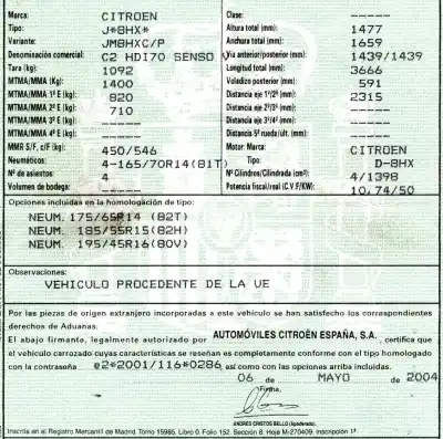 Véhicule à la ferraille citroen                                            c2 (jm_)                                                                                                                                                                                                                                                   1.4 hdi                                                                                                                                                                                                                                                    de l'année 2004 alimenté 8hx