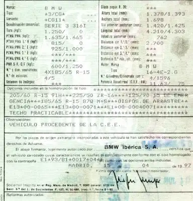 Veículo de Sucata bmw serie 3 compacto (e36) 1.6 cat do ano 1997 alimentado 164e2