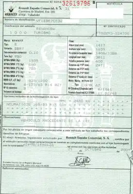 Утилизация автомобиля renault                                            clio ii fase ii (b/cb0)                                                                                                                                                                                                                                    authentique                                                                                                                                                                                                                                                года 2004 питание k9k a7