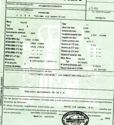 Veículo de Sucata volvo s60 berlina 2.4 (103kw) do ano 2002 alimentado b5244s2