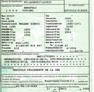 Утилизация автомобиля renault megane i scenic (ja0) 1.6 16v kaleido года 2002 питание k4m a7