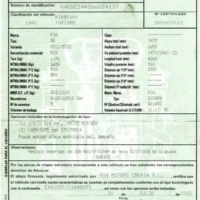 Scrapping Vehicle kia rio ii (jb) 1.5 crdi of the year 2005 powered d4fa