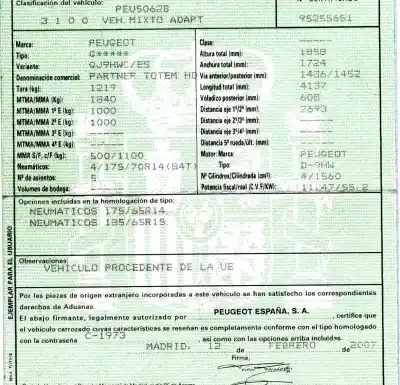 Veículo de Sucata peugeot partner (s2) totem do ano 2007 alimentado d-9hw