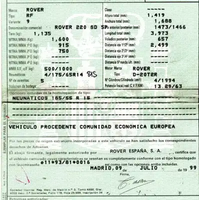 Veículo de Sucata mg serie 200 (rf) 2.0 turbodiesel do ano 1999 alimentado 20t2r