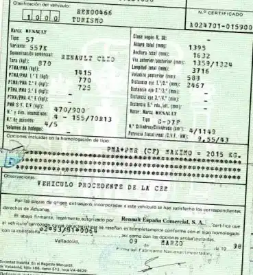 Утилизация автомобиля renault clio i fase i+ii (b/c57) 1.2 года 1998 питание d7f