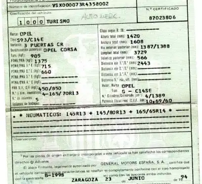 Verschrottungsfahrzeug opel corsa b * des jahres 1994 angetrieben c14se