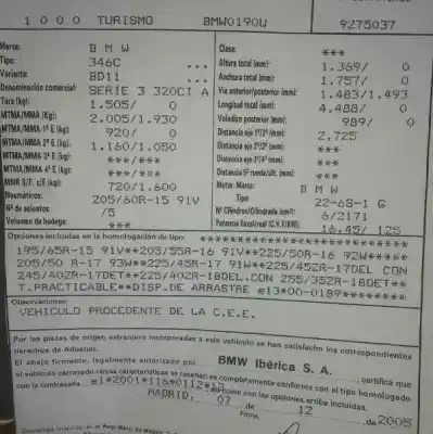 Sloopvoertuig bmw serie 3 coupe (e46) 2.2 24v cat van het jaar 2005 aangedreven 22-6s-1 g
