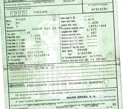 Veículo de Sucata mg serie 200 (rf) 2.0 turbodiesel do ano 1998 alimentado 20t2r