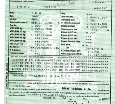 Veículo de Sucata bmw serie 3 coupe (e46) 2.8 24v cat do ano 2000 alimentado 286s2