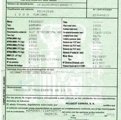 Veículo de Sucata peugeot 407 sw st sport do ano 2006 alimentado rhr