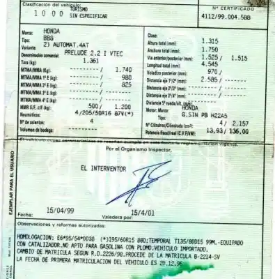 Утилизация автомобиля honda                                              prelude (bb6/8/9)                                                                                                                                                                                                                                          2.2 vti vtec (147kw) года 1997 питание h22a5