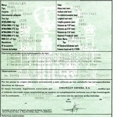 Veículo de Sucata chevrolet kalos 1.4 sr do ano 2007 alimentado f14d3