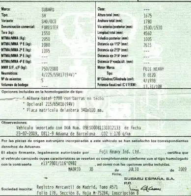 Veículo de Sucata subaru forester (sh_) 2.0 d awd (shh) do ano 2009 alimentado ee20