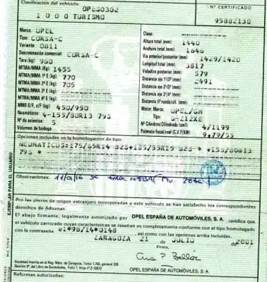 Veículo de Sucata opel corsa c 1.2 16v cat (z 12 xe / lw4) do ano 2001 alimentado z12xe