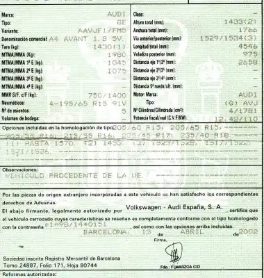 Здавання транспортного засобу audi a4 avant (8e5) 1.8 20v року 2002 потужний avj