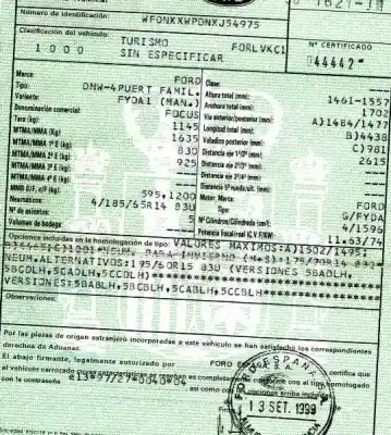 Veículo de Sucata ford focus turnier (cak) 1.6 16v cat do ano 1999 alimentado fyda