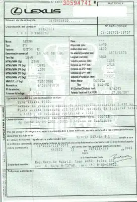 Scrapping Vehicle lexus ls430 (ucf30) básico (07.2003->) of the year 2005 powered 3uzfe