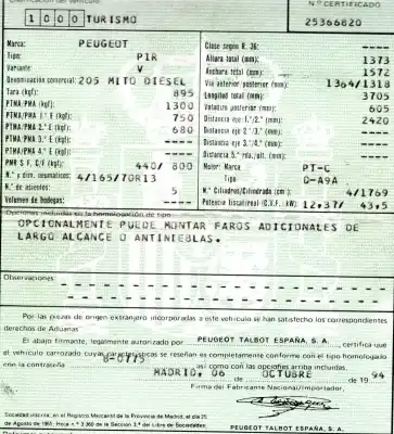 Veículo de Sucata peugeot 205 junior 1.8 do ano 1994 alimentado d-a9a