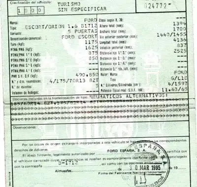 Veículo de Sucata ford escort berlina 1.6 cat-u do ano 1995 alimentado g/l1e