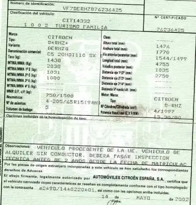 Sloopvoertuig citroen c5 break 2.0 hdi sx van het jaar 2002 aangedreven rhz