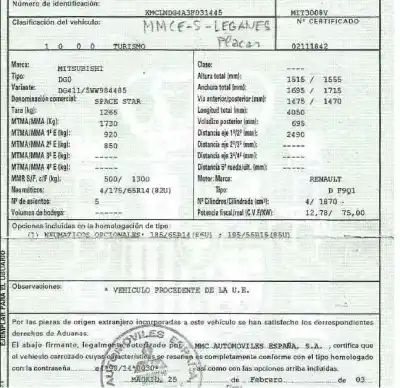 Veículo de Sucata mitsubishi space star (dg0) 1.9 di-d cat do ano 2003 alimentado f9q1