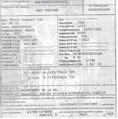 Здавання транспортного засобу smart micro compact car 0.8 року 2002 потужний d 61
