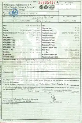 Scrapping Vehicle volkswagen polo berlina (6n2) trendline of the year 2000 powered aua