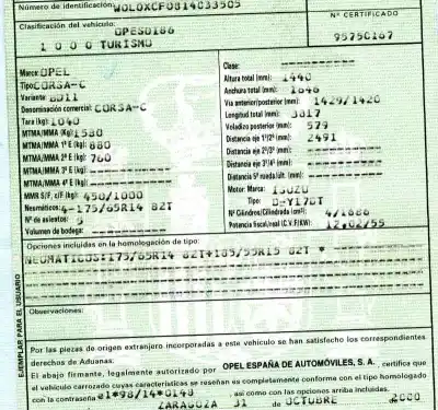 Scrapping Vehicle opel                                               corsa c (x01)                                                                                                                                                                                                                                              1.7 dti (f08 f68) of the year 2000 powered y17dt