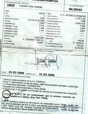 Veículo de Sucata volvo xc90 2.5 t (7 asientos) do ano 2004 alimentado b5254t2