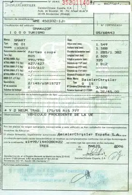 Vehicul casat smart coupe básico (45kw) al anului 2006 alimentat g 15