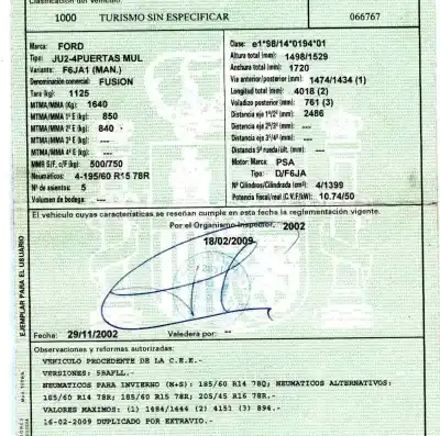 Scrapping Vehicle ford fusion (cbk) 1.4 tdci cat of the year 2002 powered f6ja